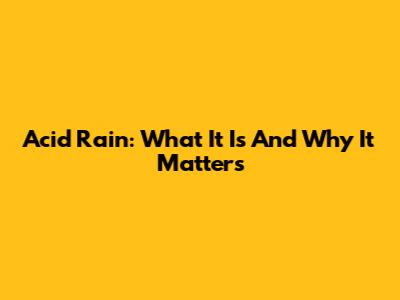 Acid Rain: What It Is And Why It Matters