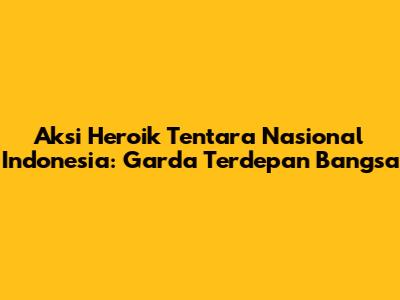 Aksi Heroik Tentara Nasional Indonesia: Garda Terdepan Bangsa