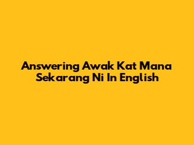 Answering 'Awak Kat Mana Sekarang Ni' In English