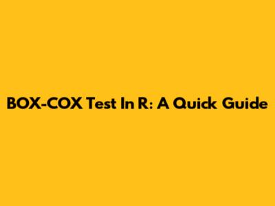BOX-COX Test In R: A Quick Guide