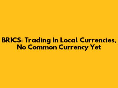 BRICS: Trading In Local Currencies, No Common Currency Yet