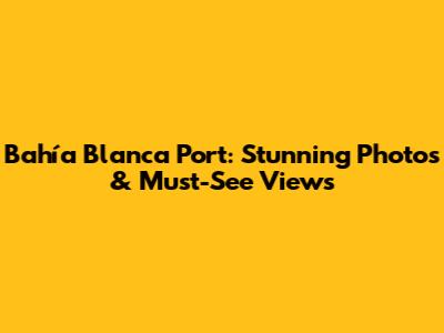 Bahía Blanca Port: Stunning Photos & Must-See Views