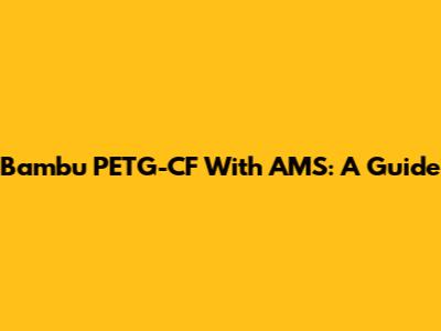 Bambu PETG-CF With AMS: A Guide