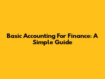 Basic Accounting For Finance: A Simple Guide