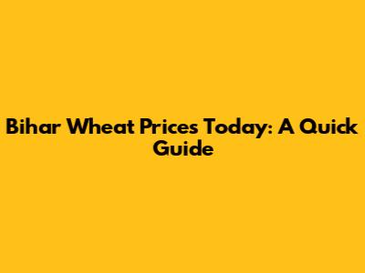 Bihar Wheat Prices Today: A Quick Guide