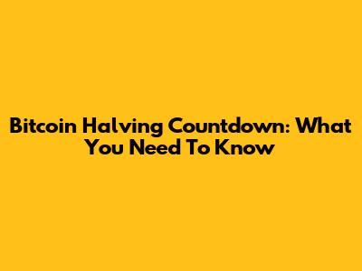 Bitcoin Halving Countdown: What You Need To Know