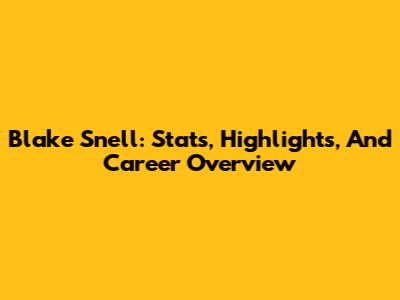 Blake Snell: Stats, Highlights, And Career Overview