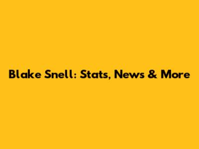 Blake Snell: Stats, News & More