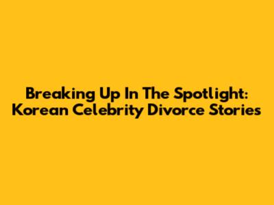 Breaking Up In The Spotlight: Korean Celebrity Divorce Stories
