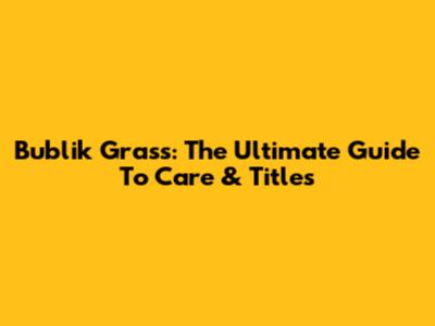 Bublik Grass: The Ultimate Guide To Care & Titles