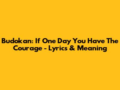 Budokan: If One Day You Have The Courage - Lyrics & Meaning