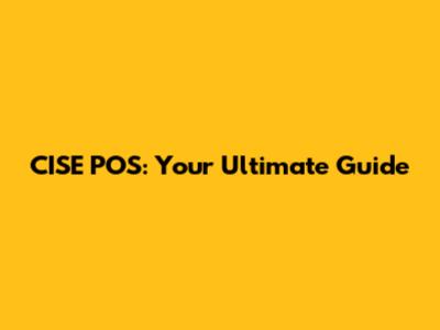CISE POS: Your Ultimate Guide