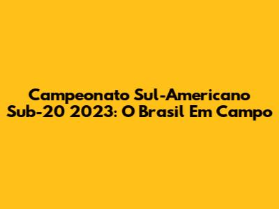 Campeonato Sul-Americano Sub-20 2023: O Brasil Em Campo