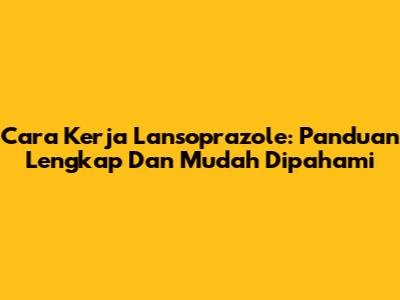 Cara Kerja Lansoprazole: Panduan Lengkap Dan Mudah Dipahami