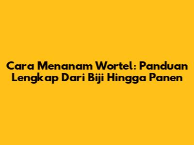 Cara Menanam Wortel: Panduan Lengkap Dari Biji Hingga Panen