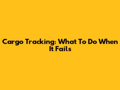 Cargo Tracking: What To Do When It Fails