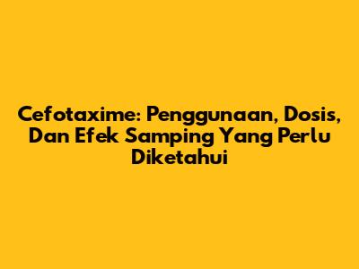 Cefotaxime: Penggunaan, Dosis, Dan Efek Samping Yang Perlu Diketahui