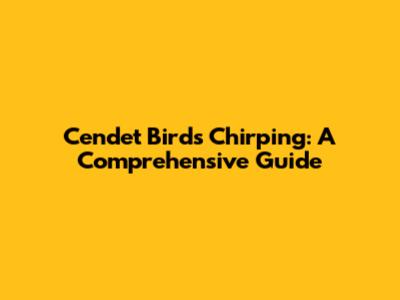 Cendet Bird's Chirping: A Comprehensive Guide