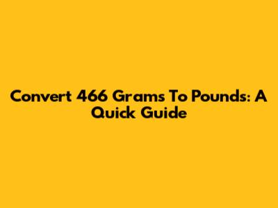 Convert 466 Grams To Pounds: A Quick Guide