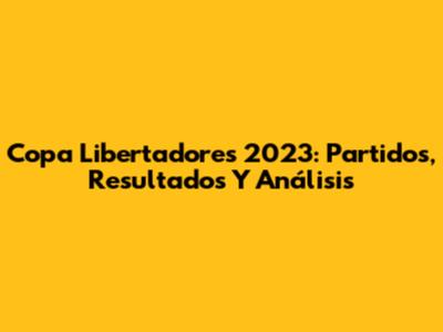 Copa Libertadores 2023: Partidos, Resultados Y Análisis