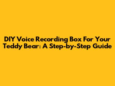 DIY Voice Recording Box For Your Teddy Bear: A Step-by-Step Guide
