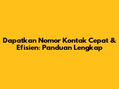 Dapatkan Nomor Kontak Cepat & Efisien: Panduan Lengkap