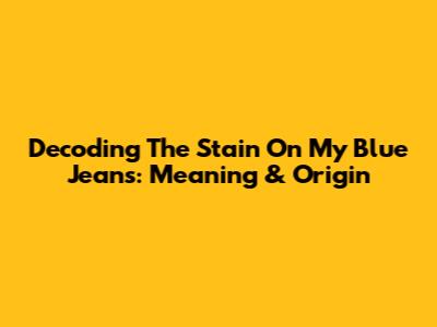 Decoding "The Stain On My Blue Jeans": Meaning & Origin