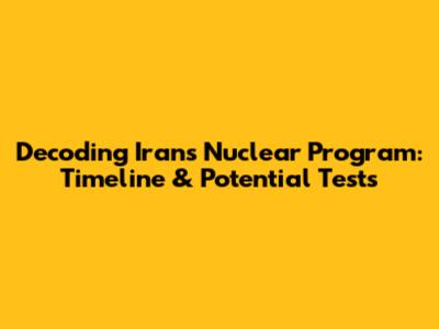 Decoding Iran's Nuclear Program: Timeline & Potential Tests