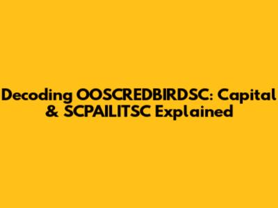 Decoding OOSCREDBIRDSC: Capital & SCPAILITSC Explained