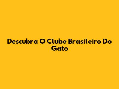 Descubra O Clube Brasileiro Do Gato