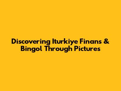 Discovering Iturkiye Finans & Bingol Through Pictures