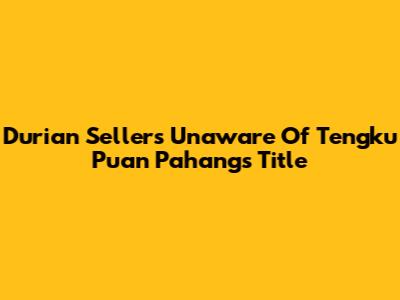 Durian Sellers Unaware Of Tengku Puan Pahang's Title