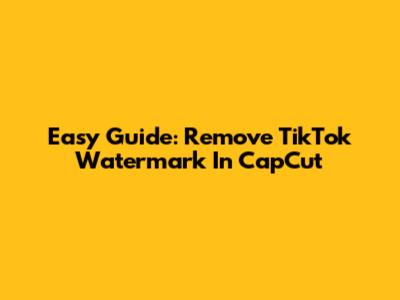 Easy Guide: Remove TikTok Watermark In CapCut