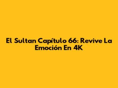 El Sultan Capítulo 66: Revive La Emoción En 4K