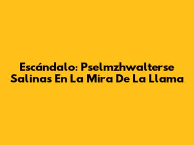 Escándalo: Pselmzhwalterse Salinas En La Mira De La Llama