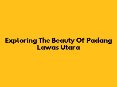 Exploring The Beauty Of Padang Lawas Utara