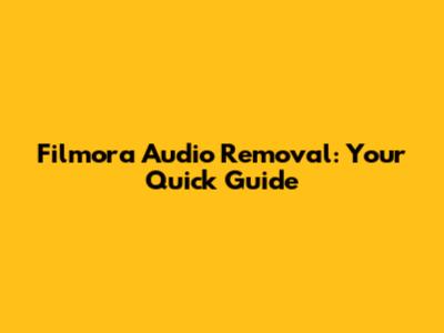 Filmora Audio Removal: Your Quick Guide