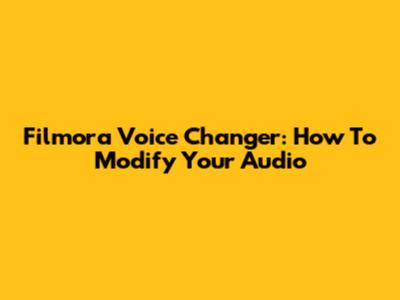 Filmora Voice Changer: How To Modify Your Audio