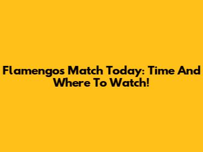 Flamengo's Match Today: Time And Where To Watch!