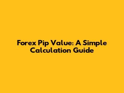 Forex Pip Value: A Simple Calculation Guide