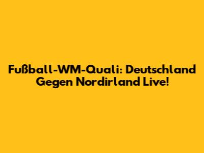 Fußball-WM-Quali: Deutschland Gegen Nordirland Live!