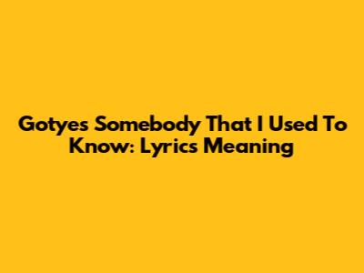 Gotye's "Somebody That I Used To Know": Lyrics Meaning