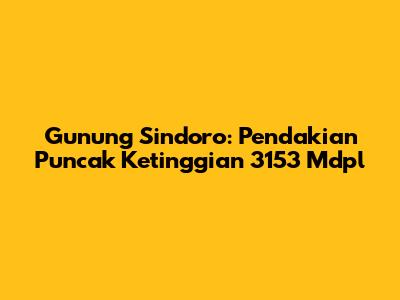 Gunung Sindoro: Pendakian Puncak Ketinggian 3153 Mdpl
