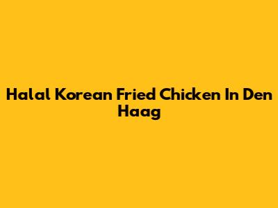 Halal Korean Fried Chicken In Den Haag