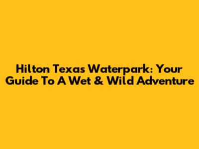 Hilton Texas Waterpark: Your Guide To A Wet & Wild Adventure