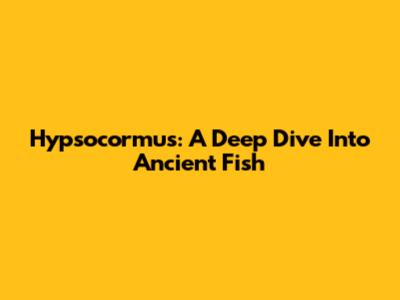 Hypsocormus: A Deep Dive Into Ancient Fish