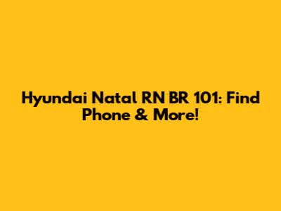 Hyundai Natal RN BR 101: Find Phone & More!