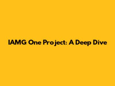 IAMG One Project: A Deep Dive