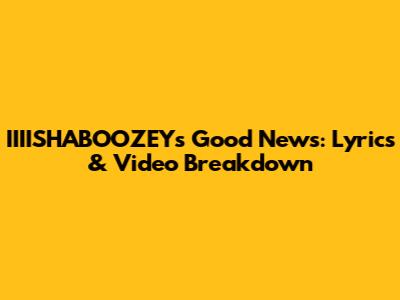 IIIISHABOOZEY's Good News: Lyrics & Video Breakdown