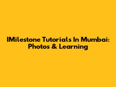 IMilestone Tutorials In Mumbai: Photos & Learning